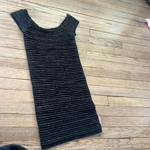 Black and gold mini dress